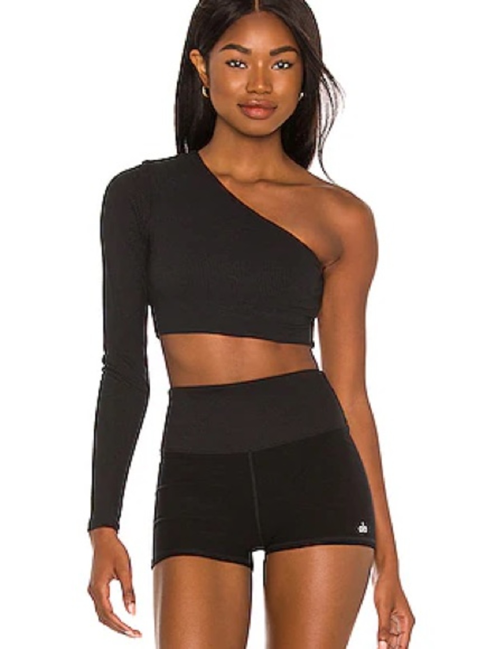 alo Body Wave Crop Long Sleeve Top in Black Size XS